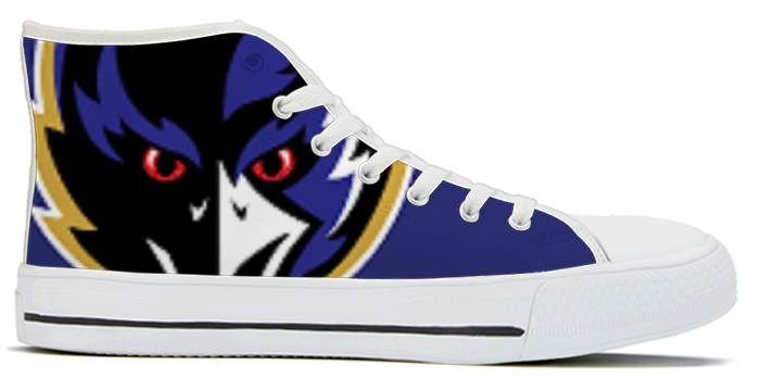 Women's Baltimore Ravens High Top Canvas Sneakers 005 Women's Baltimore Ravens High Top Canvas Sneakers 005